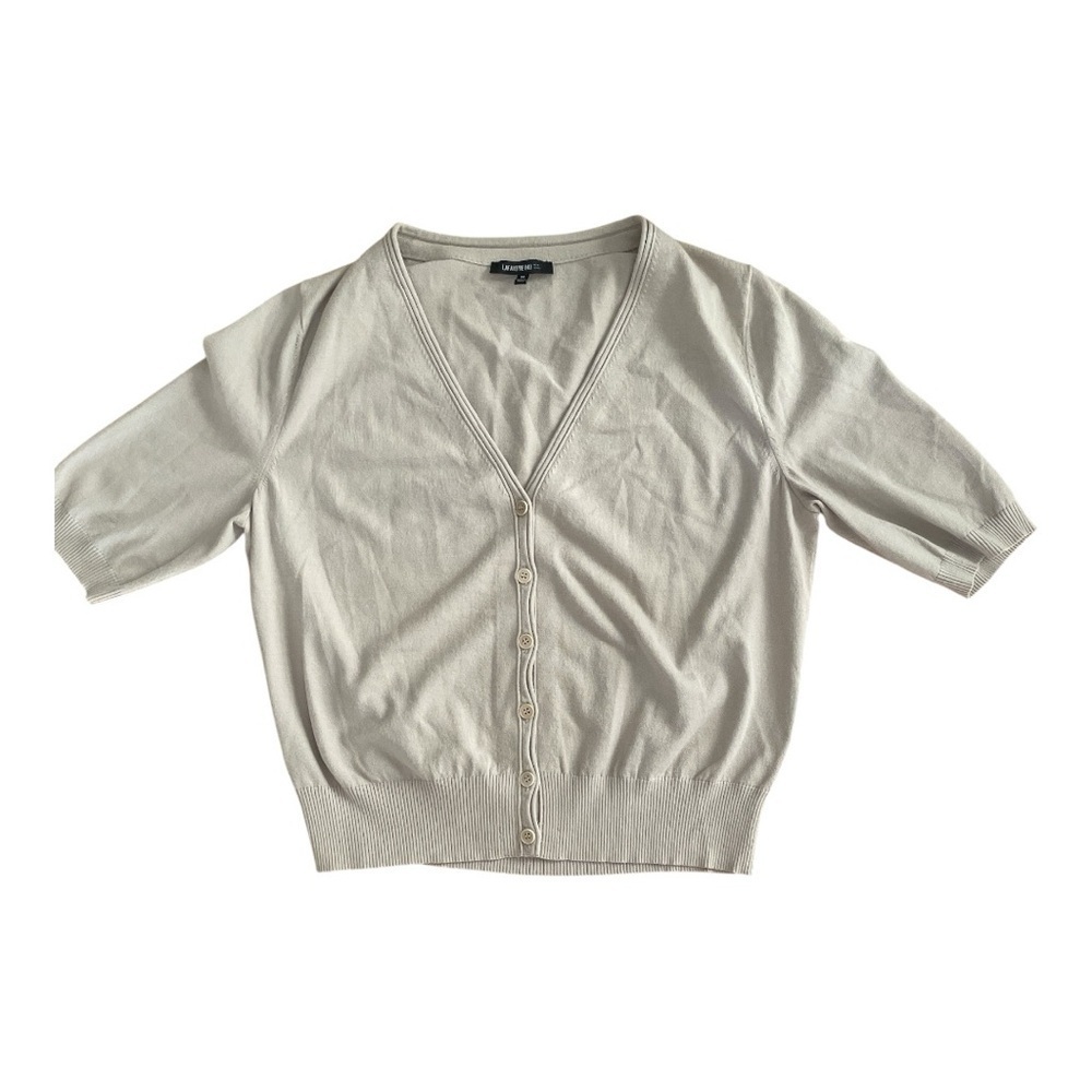 Lafayette 148 New York Beige/Cream Short Sleeve Cardigan